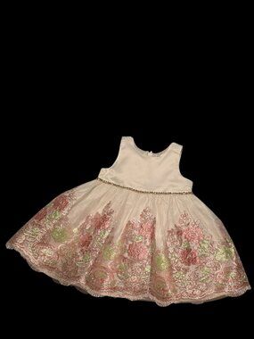 Size 12 Months Toddler American Princess Formal Dress Metallic Thread Embroidery